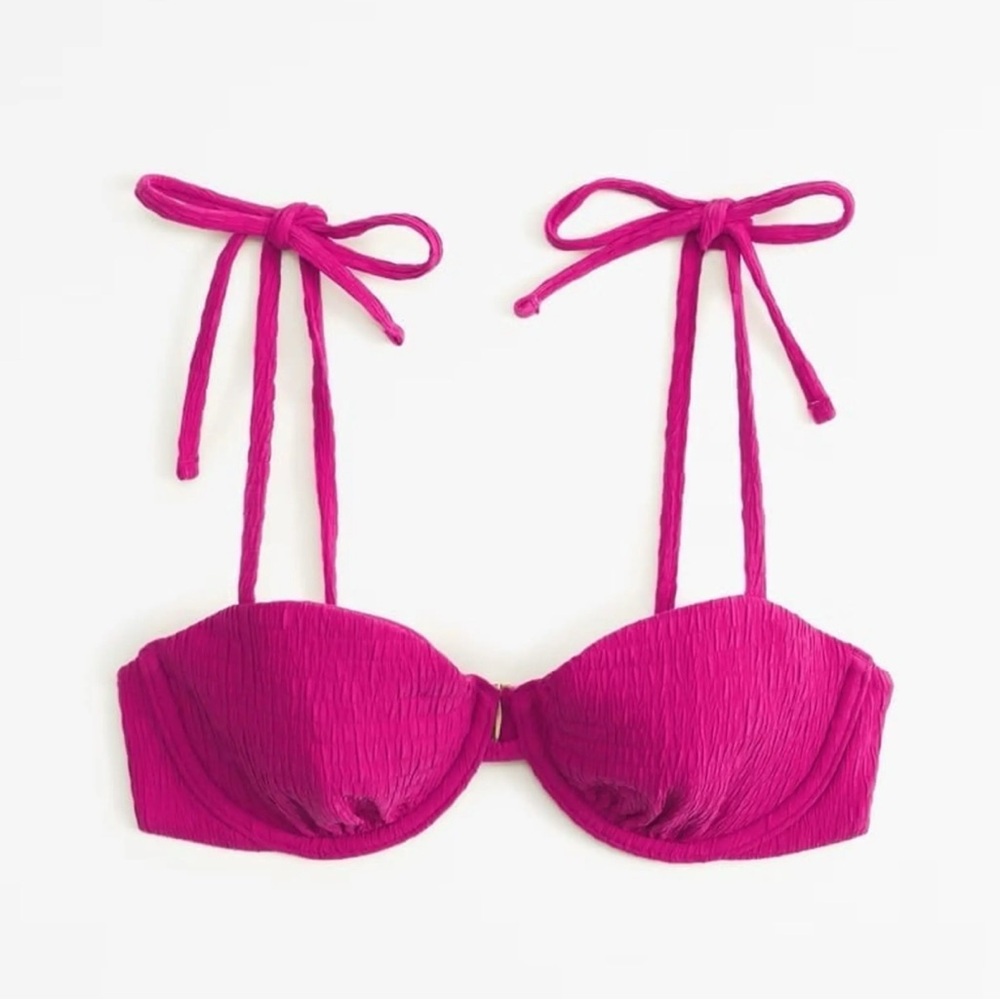 Abercrombie tie strap Vibrant Pink Bikini Top Medium